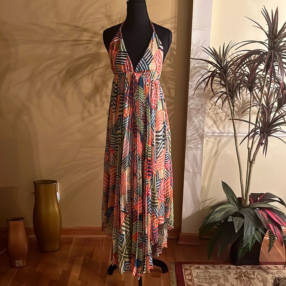 Alice + Olivia Vibrant Patterned High Low Dress